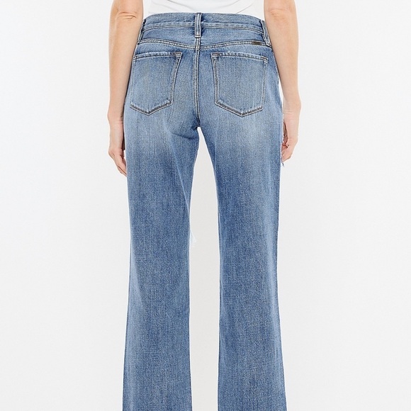 Kancan Women’s NWT No Stretch Plaid Patch Ripped Boyfriend Jeans 32x28 - Picture 2 of 12